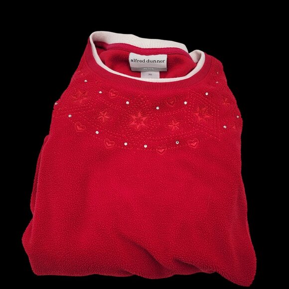 Alfred Dunner Womens Red Pullover Sweater PM Embroidered & Rhinestone Accents - Picture 5 of 13